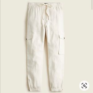 J.Crew Tie-waist linen-blend cargo pant size 12